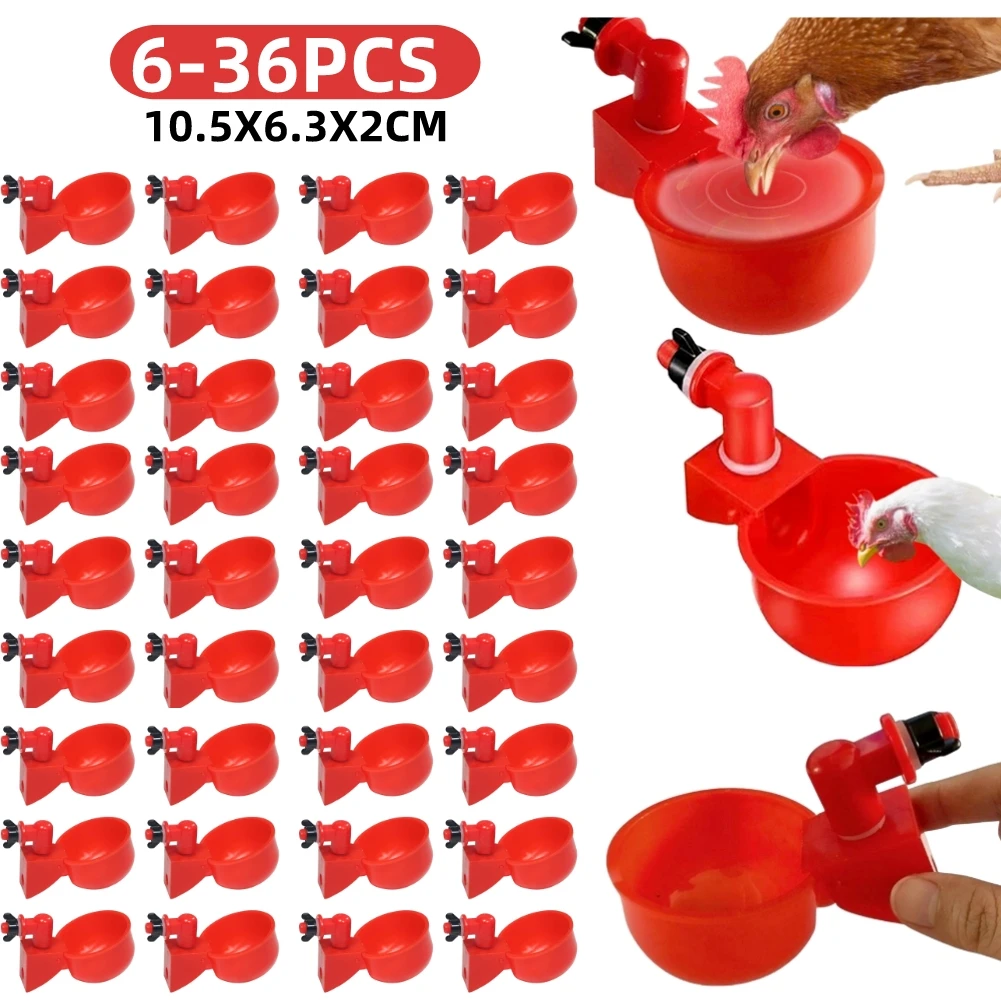 Chicken Nipple Drinker - 6-36Pcs Chicken Duck Drinking Cup Automatic