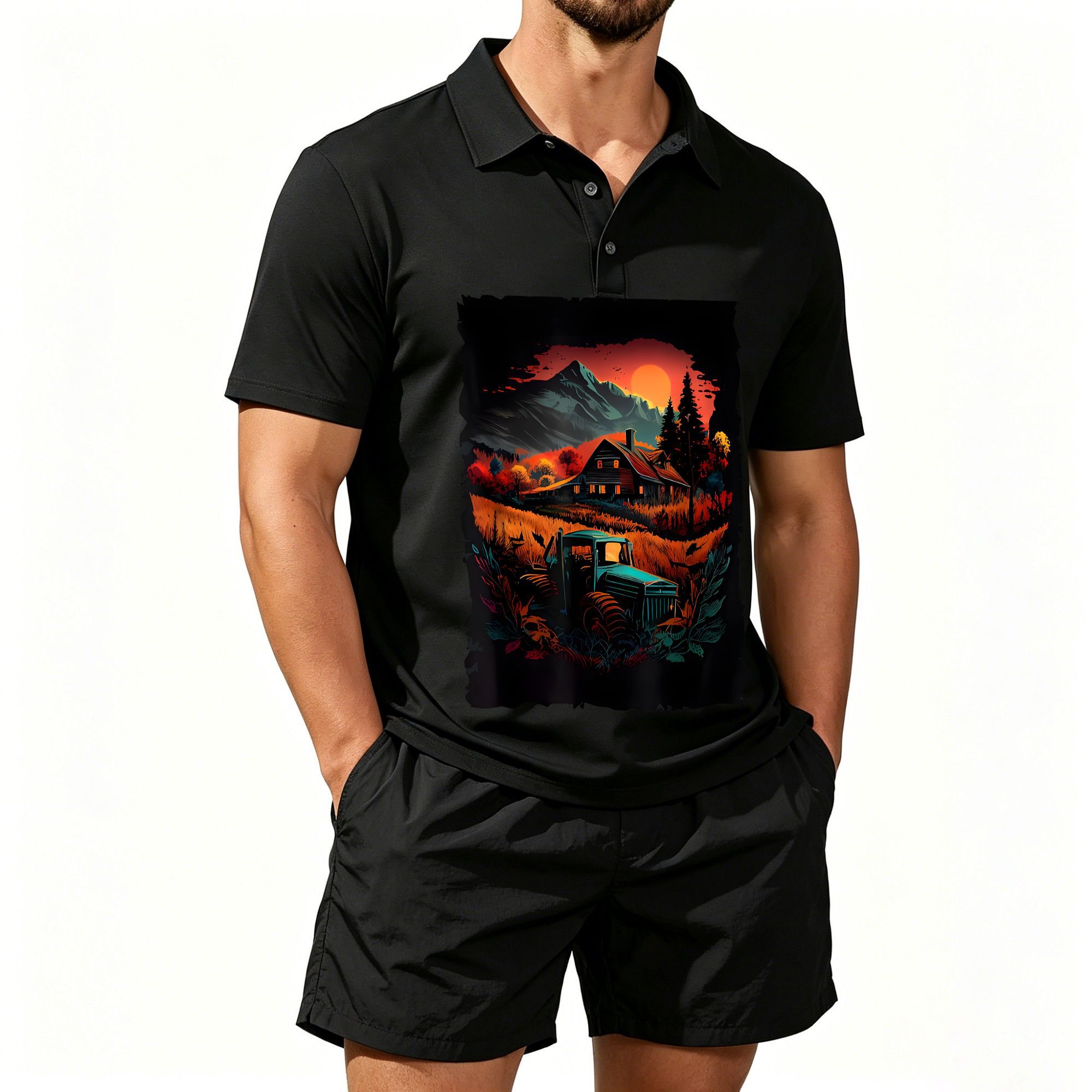 Men's Polo Shirt and Beach Sho - đánh giá và giá Farming & Agriculture Word Stacks